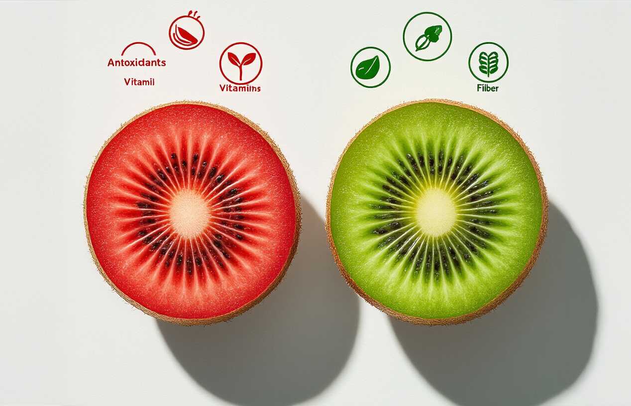 health benefits of red kiwi, green kiwi nutritional value