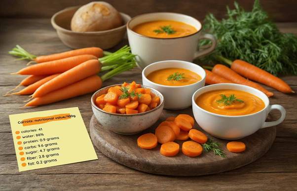 carrots dietary fiber, beta carotene in carrots