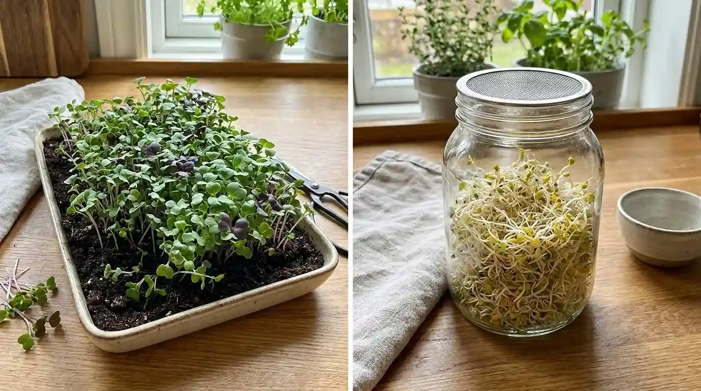 Comparison of microgreens and sprouts at different growth stages